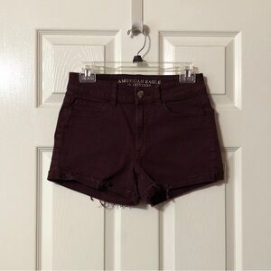 American Eagle Size 6 Shorts Super Super Stretch Burgundy Denim